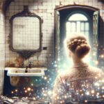Une salle de bain oubliée, mais une lueur magique la rend mystérieuse et envoûtante.