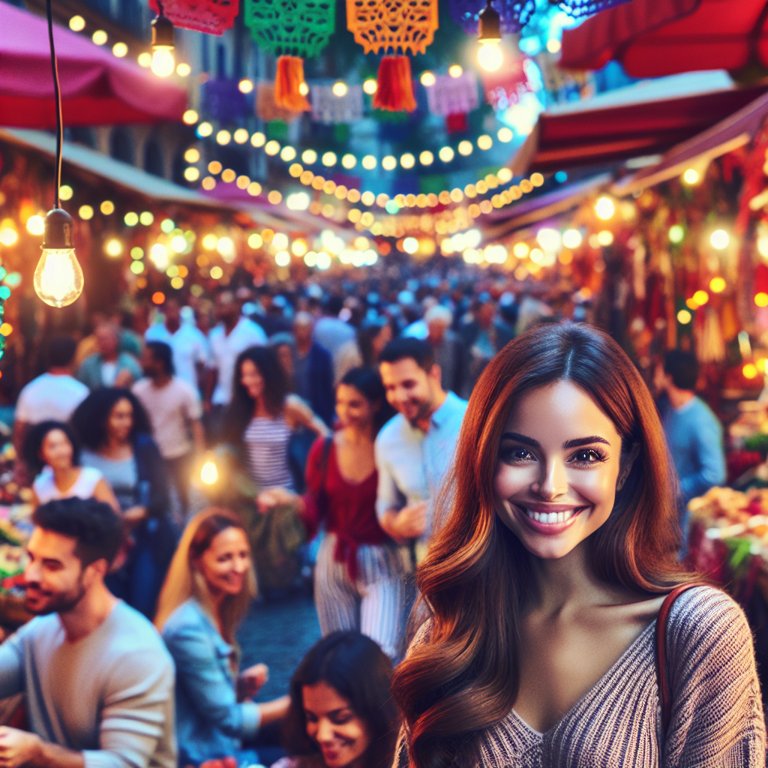 Un marché animé et coloré, plein de vie et de sourires. Une ambiance magique et chaleureuse règne entre les étals scintillants.